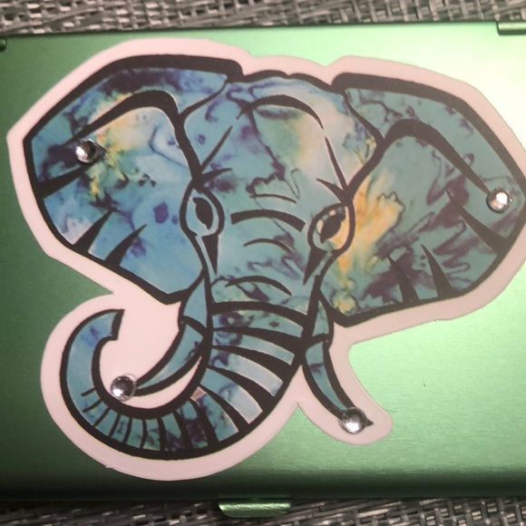 #48ele 🐘Elephant Green Metallic Business Card Holder🐘 - Picture 4 of 14